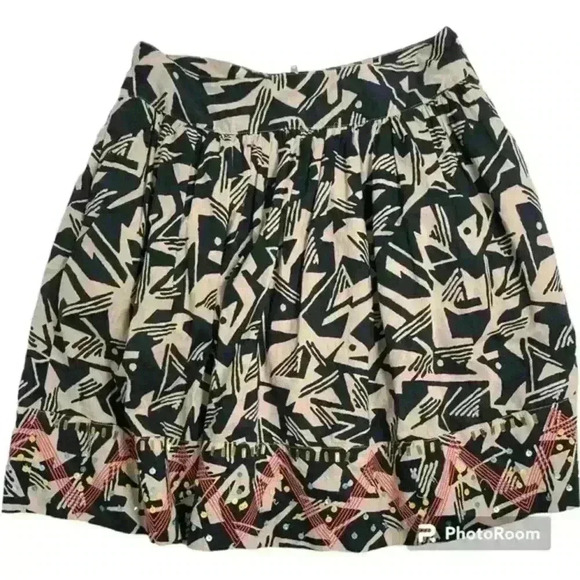 Odille Dresses & Skirts - ODILLE‎ 8 Skirt Black Tan Beige Sequin Beaded Hem Pockets Lined